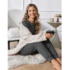 image:imageEkouaer Women Pajama Sets 2 Piece Long Sleeves and Joggers Sleepwear Set Soft Pjs Lounge Set with PocketsDark Grey
