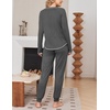 image:imageEkouaer Women Pajama Sets 2 Piece Long Sleeves and Joggers Sleepwear Set Soft Pjs Lounge Set with PocketsDark Grey