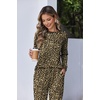 image:imageEkouaer Women Pajama Sets 2 Piece Long Sleeves and Joggers Sleepwear Set Soft Pjs Lounge Set with PocketsLeopard