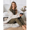 image:imageEkouaer Women Pajama Sets 2 Piece Long Sleeves and Joggers Sleepwear Set Soft Pjs Lounge Set with PocketsLeopard