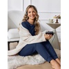 image:imageEkouaer Women Pajama Sets 2 Piece Long Sleeves and Joggers Sleepwear Set Soft Pjs Lounge Set with PocketsNavy Blue