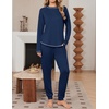 image:imageEkouaer Women Pajama Sets 2 Piece Long Sleeves and Joggers Sleepwear Set Soft Pjs Lounge Set with PocketsNavy Blue