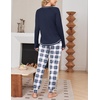 image:imageEkouaer Women Pajama Sets 2 Piece Long Sleeves and Joggers Sleepwear Set Soft Pjs Lounge Set with PocketsNavy Blue Plaid