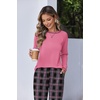 image:imageEkouaer Women Pajama Sets 2 Piece Long Sleeves and Joggers Sleepwear Set Soft Pjs Lounge Set with PocketsPink Plaid