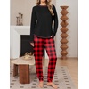 image:imageEkouaer Women Pajama Sets 2 Piece Long Sleeves and Joggers Sleepwear Set Soft Pjs Lounge Set with PocketsRed Plaid