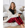 image:imageEkouaer Women Pajama Sets 2 Piece Long Sleeves and Joggers Sleepwear Set Soft Pjs Lounge Set with PocketsRed Plaid