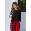 image:imageEkouaer Women Pajama Sets 2 Piece Long Sleeves and Joggers Sleepwear Set Soft Pjs Lounge Set with PocketsRed Plaid