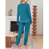 image:imageEkouaer Women Pajama Sets 2 Piece Long Sleeves and Joggers Sleepwear Set Soft Pjs Lounge Set with PocketsTeal