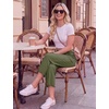 image:imageEkouaer Womens Capri Pajama Pants 2026 Wide Leg Lounge Sleep Pants Soft Comfy Drawstring Pj Bottoms with PocketsArmy Green