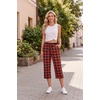 image:imageEkouaer Womens Capri Pajama Pants 2026 Wide Leg Lounge Sleep Pants Soft Comfy Drawstring Pj Bottoms with PocketsBuffalo Plaid