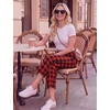 image:imageEkouaer Womens Capri Pajama Pants 2026 Wide Leg Lounge Sleep Pants Soft Comfy Drawstring Pj Bottoms with PocketsBuffalo Plaid
