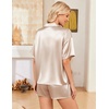 image:imageEkouaer Womens Satin Pajama Set Short Sleeve Button Down Sleepwear 2 Piece Silky Pj Set Soft Loungewear for LadiesChampagne