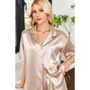 image:imageEkouaer Womens Satin Pajama Set Short Sleeve Button Down Sleepwear 2 Piece Silky Pj Set Soft Loungewear for LadiesChampagne