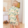 image:imageEkouaer Womens Satin Pajama Set Short Sleeve Button Down Sleepwear 2 Piece Silky Pj Set Soft Loungewear for LadiesFlowersPlantsPink