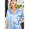 image:imageEkouaer Womens Satin Pajama Set Short Sleeve Button Down Sleepwear 2 Piece Silky Pj Set Soft Loungewear for LadiesLight Blue