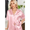 image:imageEkouaer Womens Satin Pajama Set Short Sleeve Button Down Sleepwear 2 Piece Silky Pj Set Soft Loungewear for LadiesPink