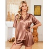 image:imageEkouaer Womens Satin Pajama Set Short Sleeve Button Down Sleepwear 2 Piece Silky Pj Set Soft Loungewear for LadiesTerracotta