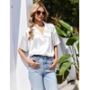 image:imageEkouaer Womens Satin Pajama Set Short Sleeve Button Down Sleepwear 2 Piece Silky Pj Set Soft Loungewear for LadiesWhite