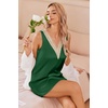 image:imageEkouaer Womens Satin V Neck Nightgown Sleeveless Tank Sleepwear NightdressDark Green