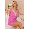 image:imageEkouaer Womens Satin V Neck Nightgown Sleeveless Tank Sleepwear NightdressRose Red Leopard