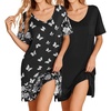 image:imageEkouaer 2 Pack Nightgowns for Women Short Sleeve Sleepshirt V Neck Nightshirt Casual Print SleepwearBlackWhite Butterfly