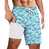 image:imageEkouaer 9 Inch Mens Swim Trunks with Compression Liner 2 in 1 Board Shorts Quick Dry Bathing Suit with Pockets S2XLLight Blue  Whales