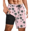 image:imageEkouaer 9 Inch Mens Swim Trunks with Compression Liner 2 in 1 Board Shorts Quick Dry Bathing Suit with Pockets S2XLPink Coconut Tree