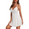 image:imageEkouaer Lingerie for Women Sexy Nightgown Lace Trim Sleep Dress Chemise Nightgowns Sleeveless Night Gown Sleepwear S3XLWhite