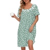 image:imageEkouaer Nightgowns for Women Cotton Night Gown Short Sleeve Sleep Shirts Button Victorian Night Dress Soft SleepwearGreen White Florals