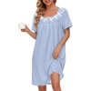 image:imageEkouaer Nightgowns for Women Cotton Night Gown Short Sleeve Sleep Shirts Button Victorian Night Dress Soft SleepwearLight Blue