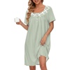 image:imageEkouaer Nightgowns for Women Cotton Night Gown Short Sleeve Sleep Shirts Button Victorian Night Dress Soft SleepwearLight Green