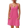 image:imageEkouaer Nightgowns for Women Cotton Sleepwear Sexy Sleep Shirt Adjustable Spaghetti Strap Night Gowns with Pockets S3XLRose Red