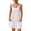 image:imageEkouaer Nightgowns for Women Cotton Sleepwear Sexy Sleep Shirt Adjustable Spaghetti Strap Night Gowns with Pockets S3XLWhite