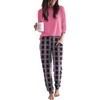 image:imageEkouaer Women Pajama Sets 2 Piece Long Sleeves and Joggers Sleepwear Set Soft Pjs Lounge Set with PocketsPink Plaid