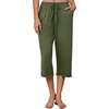 image:imageEkouaer Womens Capri Pajama Pants 2026 Wide Leg Lounge Sleep Pants Soft Comfy Drawstring Pj Bottoms with PocketsArmy Green