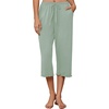 image:imageEkouaer Womens Capri Pajama Pants 2026 Wide Leg Lounge Sleep Pants Soft Comfy Drawstring Pj Bottoms with PocketsLight Green