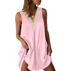 image:imageEkouaer Womens Satin V Neck Nightgown Sleeveless Tank Sleepwear NightdressDark Pink