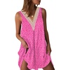 image:imageEkouaer Womens Satin V Neck Nightgown Sleeveless Tank Sleepwear NightdressRose Red Leopard