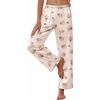 image:imageEkouaer Womens Silk Satin Pajama Pants Soft Loose Lounge Pants Lightweight Elastic Waist Wide Leg Pj Bottoms with PocketsChampagne Love Teddy