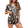 image:imageEkouaer Womens Silk Satin Pajamas Set Short Sleeve Sleepwear Button Down Loungewear 2 Piece Pjs Shorts Set S5X Plus SizeColourful Halloween Skulls