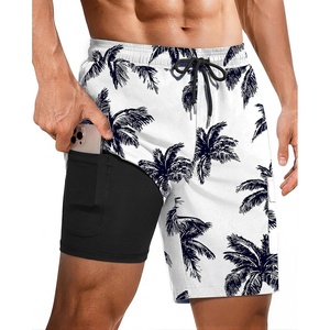 image:imageEkouaer 9 Inch Mens Swim Trunks with Compression Liner 2 in 1 Board Shorts Quick Dry Bathing Suit with Pockets S2XLCoconut Treewhite
