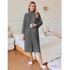 image:imageEkouaer Waffle Robes for Women Long Zipper Bathrobes Lightweight House Coat Soft Sleepwear with Pockets Loungewear SXXLDeep Gray