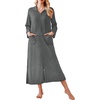 image:imageEkouaer Waffle Robes for Women Long Zipper Bathrobes Lightweight House Coat Soft Sleepwear with Pockets Loungewear SXXLDeep Gray