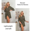 image:imageEkouaer Women Robes Waffle Knee Length Bathrobe Lightweight Soft Sleepwear V neck 34 Sleeve Casual Ladies Loungewear SXXLArmy Green