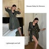 image:imageEkouaer Women Robes Waffle Knee Length Bathrobe Lightweight Soft Sleepwear V neck 34 Sleeve Casual Ladies Loungewear SXXLArmy Green