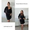 image:imageEkouaer Women Robes Waffle Knee Length Bathrobe Lightweight Soft Sleepwear V neck 34 Sleeve Casual Ladies Loungewear SXXLBlack