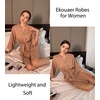 image:imageEkouaer Women Robes Waffle Knee Length Bathrobe Lightweight Soft Sleepwear V neck 34 Sleeve Casual Ladies Loungewear SXXLKhaki