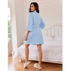 image:imageEkouaer Women Robes Waffle Knee Length Bathrobe Lightweight Soft Sleepwear V neck 34 Sleeve Casual Ladies Loungewear SXXLLight Blue