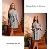 image:imageEkouaer Women Robes Waffle Knee Length Bathrobe Lightweight Soft Sleepwear V neck 34 Sleeve Casual Ladies Loungewear SXXLLight Grey
