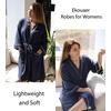 image:imageEkouaer Women Robes Waffle Knee Length Bathrobe Lightweight Soft Sleepwear V neck 34 Sleeve Casual Ladies Loungewear SXXLNavy Blue